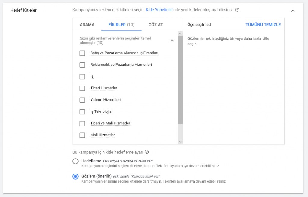 Adwords Kitle Hedefleme