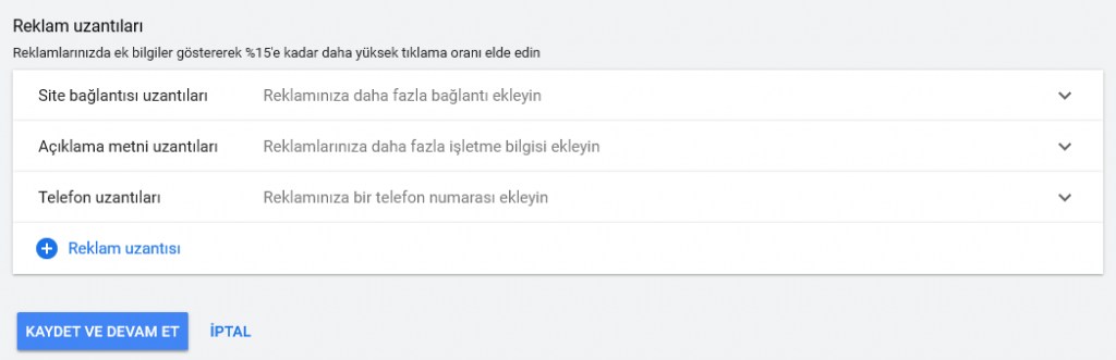 Google Adwords Reklam Uzantilari